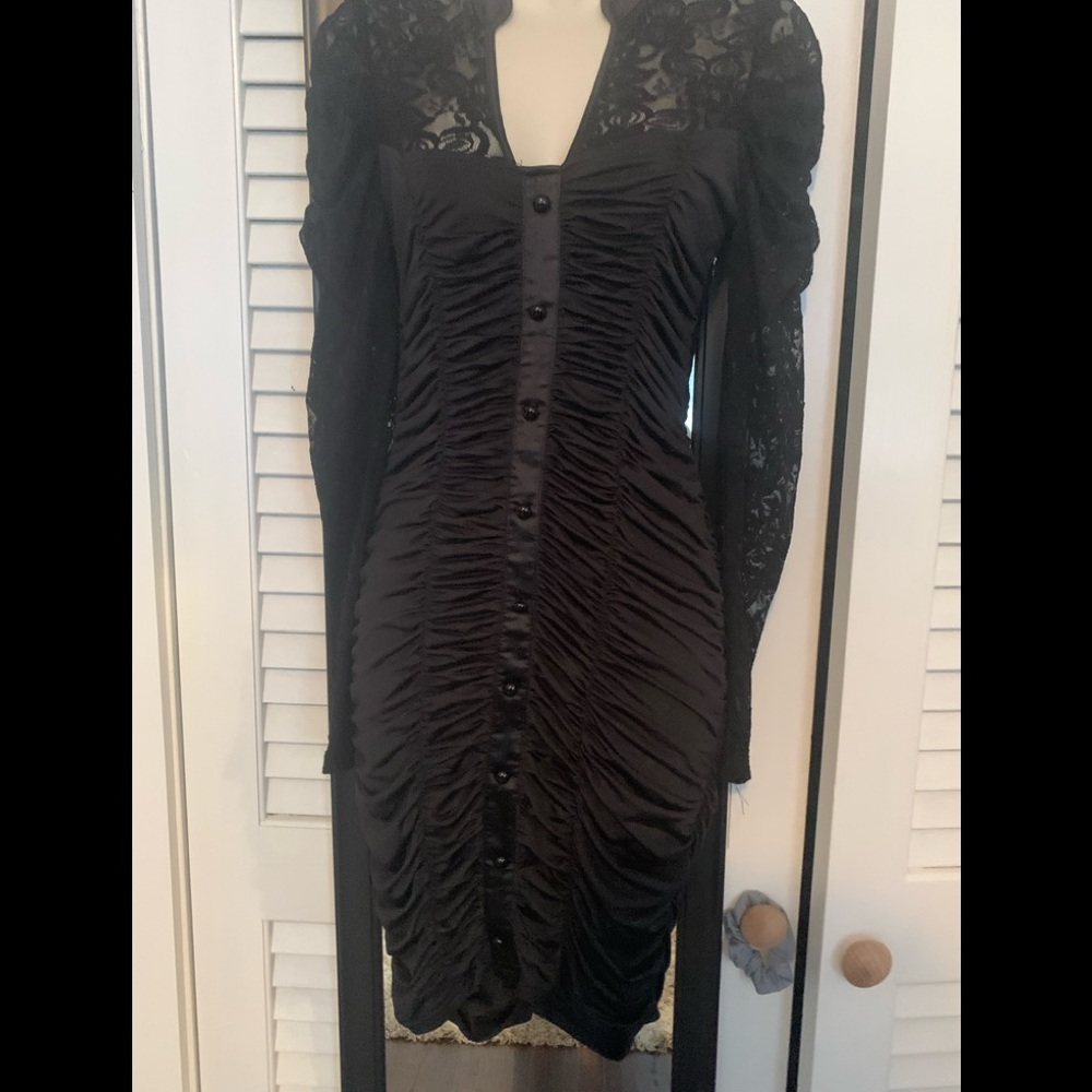Medium sexy black dress with lace